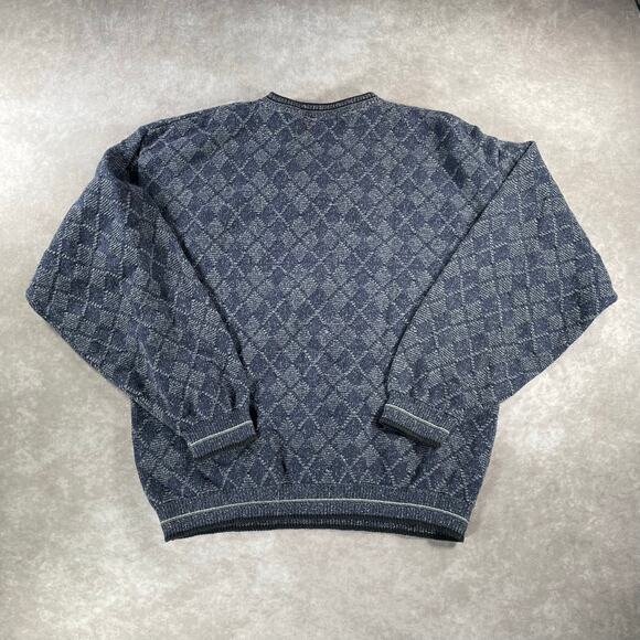 90’s Grand Slam Hand Framed Grandpa Style Golf Cozy Blue Knit Sweater - Picture 2 of 5